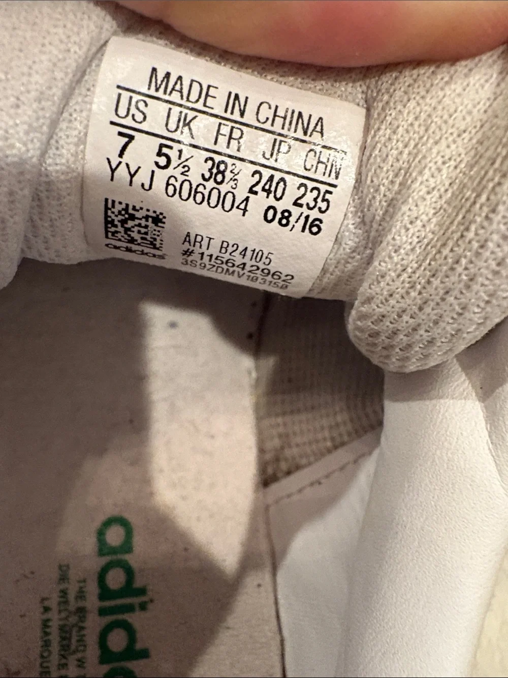 adidas Kids White Sneakers with Green Heel Tab